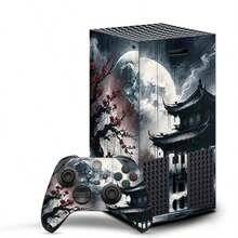 Traditional Asian Moonlit Misty Pavilion Plum Blossom Art Sticker Kit, Compatible With Xbox Series X Console And Dual Controllers, Premium Vinyl Skin, Scratch-Resistant, Waterproof, Easy To Remove Without Residue - View 4