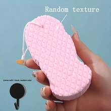 2pcs Set, (1pc Exfoliating Bath Sponge + 1pc Hook) - Gentle Skin Scrubber, Suitable For Rough Skin, Dead Skin Removal Massager, Bath Exfoliating Brush, Body Cleaning Bath Brush - Multicolor - View 3