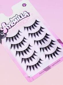 5 Pairs Spiky Strip False Eyelashes, Handmade Pointed 3D Fluffy Faux Mink Full Strip Lashes, Lightweight Comfortable Transparent Invisible Lash Band, Reusable Voluminous Dramatic Full Strip Lashes, Eye-Catching Spiky Full Strip Lashes For Daily Makeup - Black - View 3