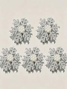 Christmas Snowflake Hair Clips, Rhinestone Pearl Alligator Barrettes, Holiday Hair Accessories For Women, Christmas Party Hair Styling - Silver - View 8