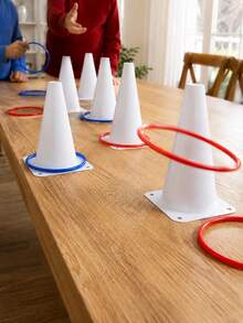Halloween Pumpkin Cone Ring Toss Game Set, Includes 1 Orange Traffic Cone And Colorful Rings, Suitable For Indoor/Outdoor Halloween Party, Halloween Carnival Decoration And Family Activities - White Plastic Cone - View 6