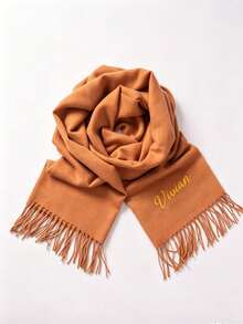 1pc Customized Name Embroidered Scarf, Personalized Winter Scarf For Men And Women, Can Customize Logo Or Name Initials, Anniversary, Birthday, Christmas Gift - Multicolor - View 8