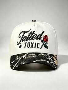 1pc Two-Tone Hat Rose & Slogan Embroidered Hats Adjustable Hat Perfect For Parties, Running, Hiking, And Sun Protection - Multicolor - View 11