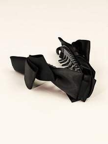 1pc Glossy Satin Ribbon Multi-Layer Bow Banana Hair Clip, Women's Fashion Elegant Hair Accessory, Suitable For Various Occasions - Black - View 9