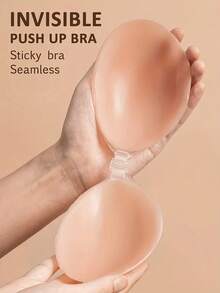 Tone Adhesive Bra, Front Closure Design, Durable Reusable Strapless Silicone Bra, Secure Fit, Suitable For All-Day Wear, Parties, Weddings And Outdoor Activities - Apricot - View 3