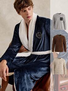 EverLounge Men's Tie-Dye Fluffy Hooded Bathrobe, Suitable For Loungewear - Multicolor - View 17