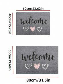 1pc Heart Pattern Welcome Doormat With Handwritten Text, Bringing Warm Greetings To Every Visitor | Carpet, Room Decor, Bedroom Rug, Kitchen Mat, Home Decor, Door Mat, Bathroom Mat, Fun Home Gift For Adults, Valentine's Day Decoration - A - View 6