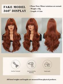 NAMM Ginger Orange Extra Long Wavy Wigs With Curtain Bangs Heat-Resistant Fiber Synthetic Woven Costume Wig For Cosplay Wear, Halloween & Carnival Party Use 28 Inch - Ginger - View 6