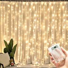 1pc 3/6m Electric Box-Style (Battery Not Included) Curtain Lights, 8 Functions, Flashing Fairy Tale String Lights, Suitable For Autumn Home Decor, Christmas Tree, Christmas, Halloween, Birthday, Garden Decoration, Indoor String Lights, Holiday Lighting Display - Battery Box Curtain Light - View 2