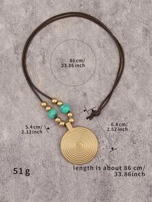 1 buah Kalung Panjang Liontin Bulat Besar Motif Spiral Bohemian, Rantai Kalung Manik-Manik Sederhana dan Modis, Aksesori Kalung, Hadiah untuk Pesta Halloween, Hadiah untuk Pacar, Ibu, dan Orang Tua - manik-manik - View 4