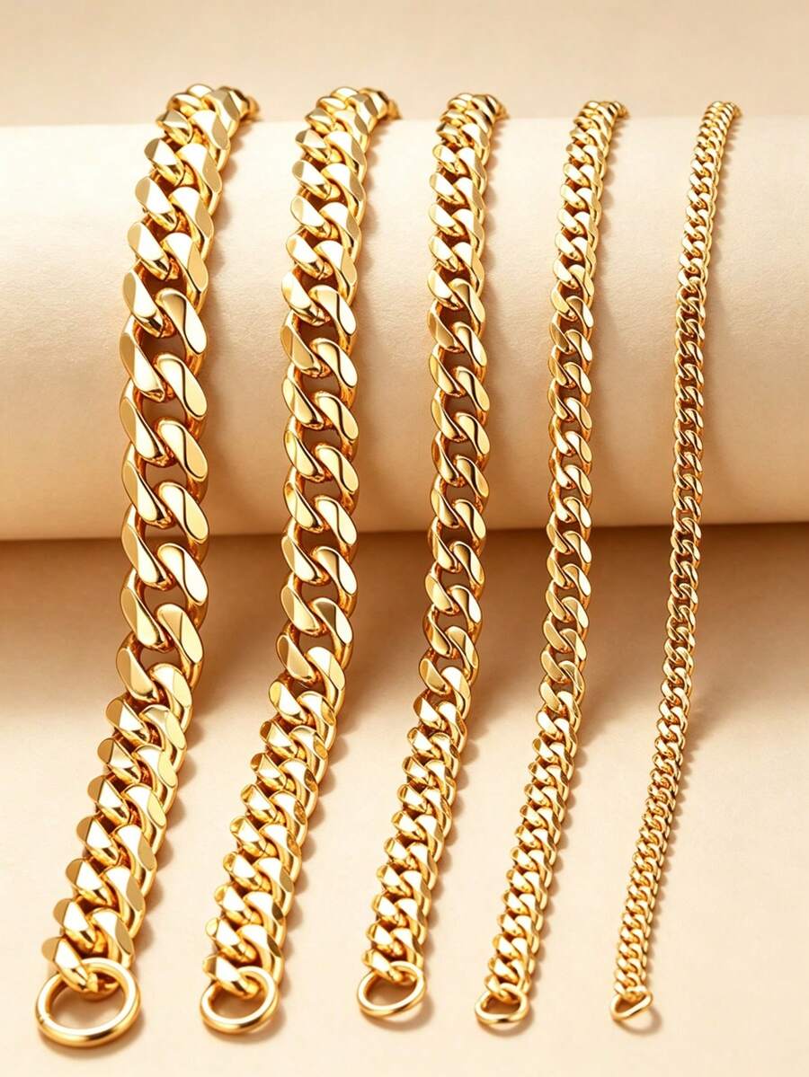 MECYLIFE 1pc Stainless Steel Necklace Single Clasp Beveled Cuban Chain Suitable For Men's Daily Wear