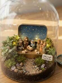 1 Set/1 Piece - Christmas Nativity Scene Set, Includes Tin Box, Christmas Nativity Scene Model, Statue, Suitable For Holy Family Scene, Statue Tin Box Set, Handmade Small Nativity Scene Set, Holiday Decoration, Gift For Friends, Used For Christmas Decoration Nativity Scene Set And Statue, Resin Material Small Nativity Scene Statue And Set, Indoor Christmas Decoration Home Gift, Suitable For Desk And Office Use - A - View 5