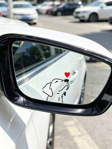 Cute Heart Puppy Car Sticker, Minimalist Line Dog Rearview Mirror Decal, Funny Decorative Waterproof Sticker For Car Interior Makeup Mirror - A - View 4