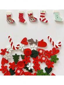 50Pcs-Assorted Christmas Craft Button Set, Perfect For DIY Projects, Bullet Journals, And Decorations-Suitable For Ages 14 And Up; Sewing Supplies, Sewing Fasteners, Buttons, Wedding Keepsakes, And Bridal Favor Accessories - Multiple Styles - View 6