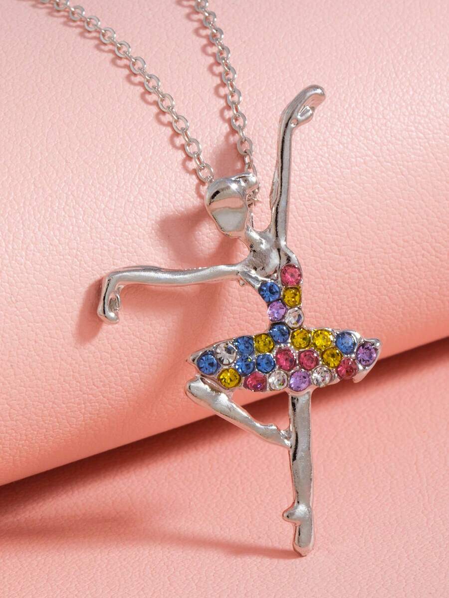 1pc New Fashion Rainbow Dancing Necklace Alloy Jewelry Niche Creative Collarbone Chain (Random Color) - one-size - View 1