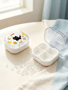 Waterproof Pill Box With Pixel Cat Pattern, Independent Sealed Compartments, Moisture-Proof Mini Visible Pill Box, Portable Printed Divided Pill Box, Travel Carry-On Pill Box, Cute Mini Pill Box, Double Layer 8-Compartment Capsule Storage Box - Multicolor - View 6