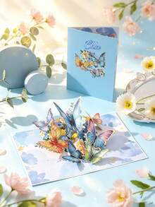 Butterfly Flower Birthday Card, 3D Pop-Up, Butterfly Flower With Note Card And Envelope, Suitable For Mother's Day, Anniversary, Thanksgiving, Birthday Party, Holiday Greetings, Daily Greetings, Spring Arrival, Wishing You A Wonderful Day! Christmas Card, For Everyone - Single Piece - View 2