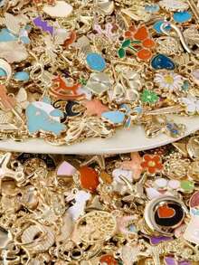 20/50/100/150 buah Aneka Liontin Paduan Enamel Warna Emas untuk Pembuatan Perhiasan DIY - MultiWarna - View 3