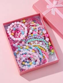 36Pcs Kids Colorful Beaded Bracelet Gift Set, Random Color, Holiday Party Accessories, Birthday Gift For Girls - Multicolor - View 3