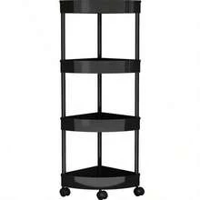 1pc Modern Minimalist Triangle Storage Cart With Wheels And Handle, Suitable For Bathroom And Kitchen Storage, Space-Saving, Corner Placement - Multicolor - View 6