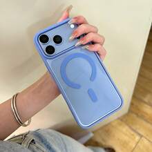 Minimalist Macaron Color Transparent Magnetic Phone Case Compatible With Iphone 18 Pro 18 Pro Max, Shockproof Anti-Drop Hard Shell Compatible With Iphone 17 Pro Max 16 Pro Max 15 14 Plus 13 12 Mini 11 XS Max 7 8 Plus SE2020 SE2022 - Far Peak Blue - View 8