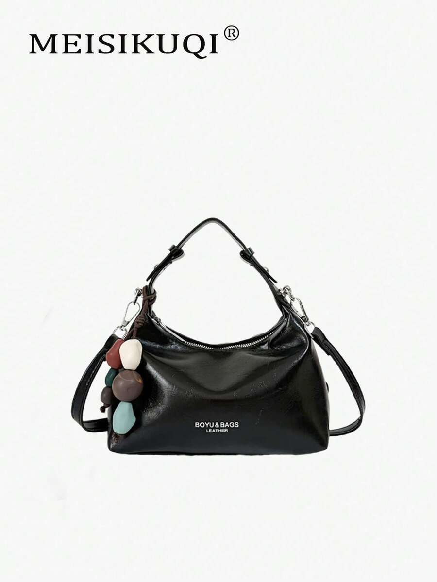 Retro Hand-Held Small Square Bag, Simple Texture Commuting Underarm Bag, Can Be Cross-Body, Versatile Daily Casual Women's Bag With Hanger