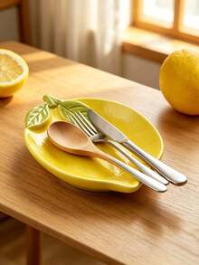 1/2pcs Lemon Ceramic Soup Spoon Holder, Elegant Countertop Kitchen Utensil Storage Rack, Heat-Resistant Kitchen Utensil Rack, - Multicolor - View 3
