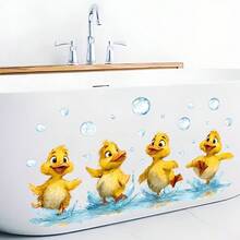 Cute Little Yellow Duck Bathroom Wall Sticker, Waterproof PVC Tile Decorative Sticker, Bathroom Playful Atmosphere Sticker, Wall Decoration Sticker, Creative Sticker, Fun Sticker, Easy To Apply And Remove, Fun Item, Suitable For Home Decor, Home Decoration, Wall Sticker And Wall Decor, Wall Sticker, Artwork Decoration, Perfect Choice - one-size - View 4