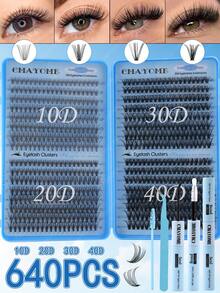 576/592/640pcs Of SD Curly Eyelashes,Popular In Europe And America,With High-Capacity False Eyelashes;Natural And Soft False Eyelashes,Suitable For Homemade Eye Makeup And Beauty;Durable And Thick False Eyelashes,Suitable For Halloween And Christmas - Multicolor - View 4