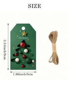 48pcs+1Roll Rope Christmas Pine Tree & Gold Star Gift Tags - Holiday Hang Tags, Suitable For Packaging And Gift Box Decoration, Rustic Style Gift Wrapping | Artistic Gift Tags | Natural Jute Rope Tags - Multicolor - View 12