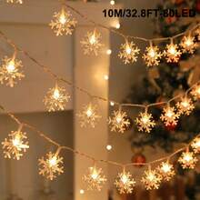 1pc 1.5/3/6m Indoor Decoration Snowflake Light String,Battery Power Supply,Christmas Room Decor, Bedroom Decor, Wall Decor And Desktop Decor Snowflake Light String,Christmas Party, Christmas Tree Decoration Light String,Winter Decor Snowflake Lights - Snowflake - View 13