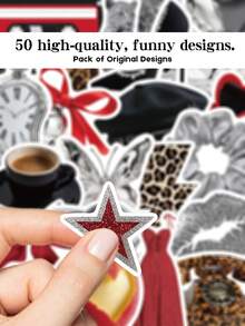 YWWBLD 50pcs Silver Millennium Stickers For Adults Teens Sticker Enthusiasts Holiday Gifts Party & Home Decor Class Reward Birthday Gift Decoration Water Cup Phone Case DIY Decal - Multicolor - View 7