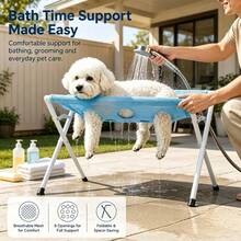 1pc Foldable Pet Bathing Stand (60*40*30cm), Portable Elevated Pet Bathing Rack With Breathable Mesh Surface, Suitable For Dog And Cat Bathing, Blow Drying And Grooming, Suitable For Large, Medium And Small Dogs And Cats, Fixed Pet Bathing Accessory - A - View 2