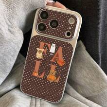 1pc TPU Material Halloween Autumn Bear Pattern Phone Case Suitable For Apple 17promax/17/16promax/15/13/12/11 Large Window Skin Full Coverage Anti-Drop Soft Shell Phone Protective Cover - Silver - View 5