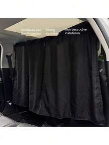 2pcs Car Sun Shade Curtain, Anti-UV Heat Insulation Sunshade, Front And Rear Row Divider Curtain, RV Blackout Car Window Curtain - A - View 6
