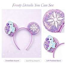 Disney 2Pcs Frozen Elsa Character Sequin Mouse Ear Headbands Set, Sparkly Glitter Cosplay Hairbands For Theme Park Birthday Xmas Holiday Party - Multicolor - View 9