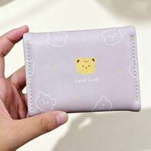 Dompet Pendek Bergambar Beruang Kartun, Dompet Koin Lipat Tiga Motif Pelajar, Dompet Koin dan Tempat Kartu Bergambar Kartun, Cocok Sebagai Hadiah Liburan untuk Wanita, Pesta Ulang Tahun - MultiWarna - View 8