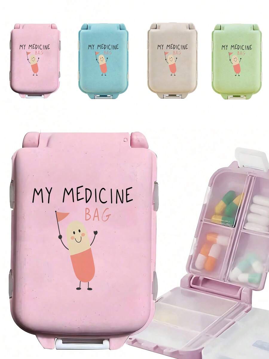 Cute Pill Pattern Small Pill Box, Portable Minimalist Pill Box With 3 Compartments, Suitable For Home And Travel, Portable Travel Mini Pill Box, Waterproof And Moisture-Proof Pill Box, Suitable For Storing Pills, Pill Rings And Other Small Items, Wedding Bride Gift, Mother Gift, Birthday Gift, Holiday Souvenir, Back To School Gift, Graduation Gift - Multicolor - View 1