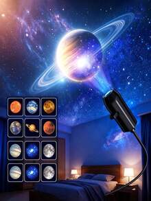 1pc USB Planet Mini Projector Light, 360° Rotating Decorative Lamp, Create Enchanting Atmosphere, Portable USB Powered LED Projector Light, Lighting, Lamp, Bedroom Lighting, Birthday, Party, Photography Lighting, Light, Projector, Stars In The Night Sky, Event, Suitable For Wall And Ceiling Decoration, Bedroom, Room, Room Decoration, Create LED Starry Romantic Atmosphere, - Mini Projector - View 3