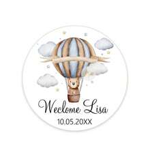 UNICCUT Custom Bear Stickers Welcome Baby Hot Air Balloon Animals Birthday Party Round Sticker Labels Baby Shower Cute Stickers - Multicolor - View 30