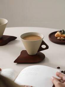 Limoges France 禮品咖啡套組|手沖情侶馬克杯與復古紋理卡布奇諾杯碟|專利防濺漏漏斗設計|工匠陶瓷,適合濃縮咖啡愛好者 - 彩色 - 查看 4