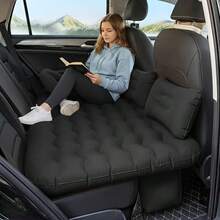 مرتبة هوائية قابلة للنفخ للسيارة SUV والسيدان، سرير هوائي سميك بشكل موجي، أريكة هوائية محمولة للقيلولة والتخييم في السيارة مع وسادة هوائية مستقلة، جلد أسود مقاوم للتآكل وصديق للبشرة، مناسبة لمرتبة النوم في المقعد الخلفي للسيارة والراحة في الرحلات الطويلة - A - مشاهدة 9