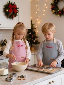 Custom Name Embroidered Cooking Apron With Pockets, Kitchen Apron For Adults & Kids, Perfect Holiday Gift For Mom, Cooking Lovers & Little Chefs - Multicolor - View 5
