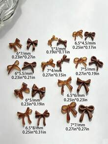 50pcs Brown Resin Ribbon Bow Nail Art Decoration DIY Nail Art Autumn/Winter Color Palette Mixed Styles Set Nail Art Accessories - Multicolor - View 3