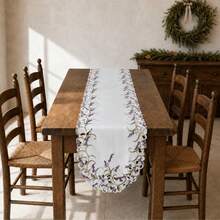 1pc Lavender Pattern Embroidered Lace Table Runner, Elegant Country Style Table Runner, Suitable For Kitchen, Dining Room, Cafe, B&B Tabletop Decor, Holiday, Wedding Decor & Party Gift, Placemat, Table Runner Multiple Size Options - White - View 8