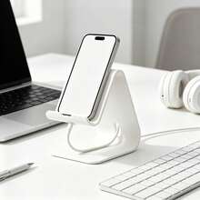 Minimalist Desktop Phone Stand, Phone Holder, Stable Viewing Angle, Easy Cable Connection, Modern Sturdy Desktop Base, Suitable For Home And Office Decor - Phone Stand - View 2