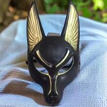 1pc Egyptian Anubis Mask, Black & Gold Half Face Mask, Cosplay Party Costume Prop - Multicolor - View 1