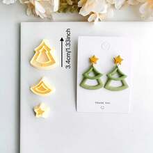 Christmas Tree Clay Cutter, Christmas Winter Polymer Clay Cutter Set, Synthetic Resin, Handmade Tools, Art Clay Molds, DIY Jewelry Making Supplies - Yellow - View 7