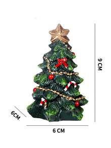 8pcs/1pc Green Christmas Tree Ornament, Resin Pyramid Shaped Mini Figurine With Star Top And Candy Cane Decoration, Christmas Party Home Desktop Centerpiece Decoration, Winter Holiday Decor - Multicolor - View 12