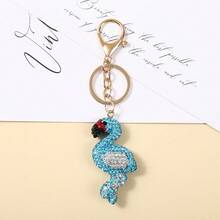 Creative PVC Full Diamond Flamingo Keychain, Women's Bag Decoration Pendant, Fashionable And Versatile Keychain Wholesale - Multicolor - View 9